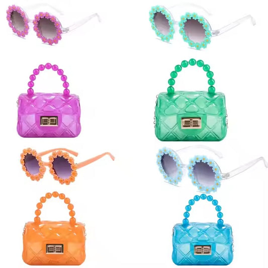 Handbag with sunglasses