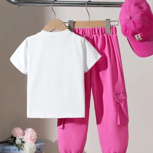 Girls Bow Print T-Shirt & Jogger Set