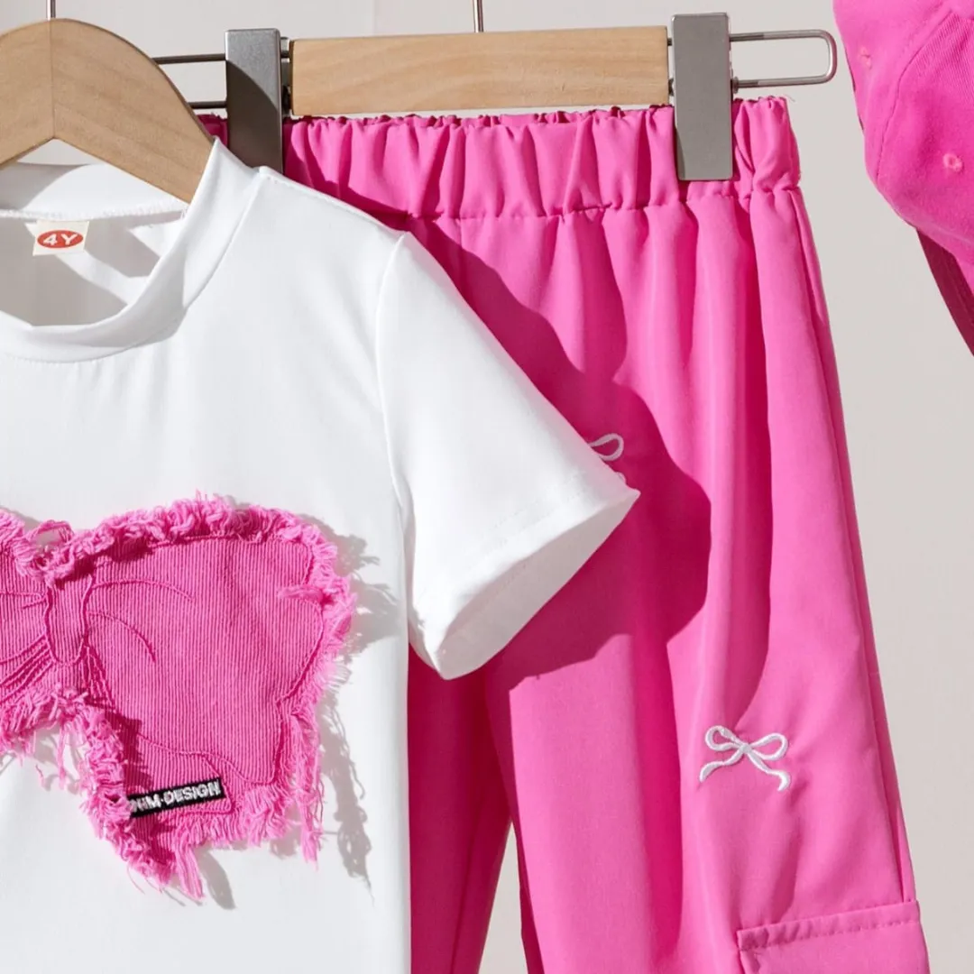 Girls Bow Print T-Shirt & Jogger Set
