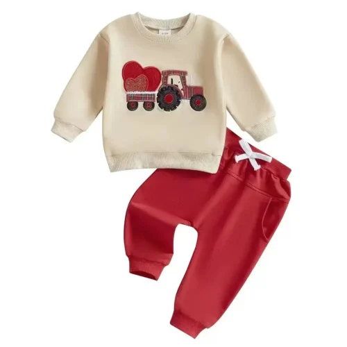 Infant & Toddler Heart Tractor Sweater and Joggers Set