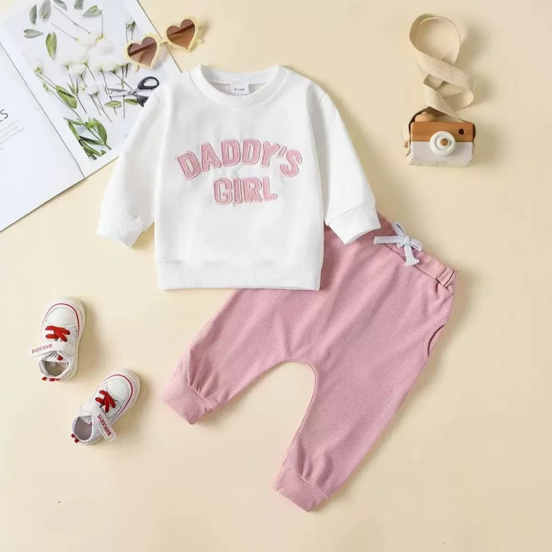 Baby & Toddler Girls' "Daddy's Girl" Sweatshirt & Ribbed Joggers Set