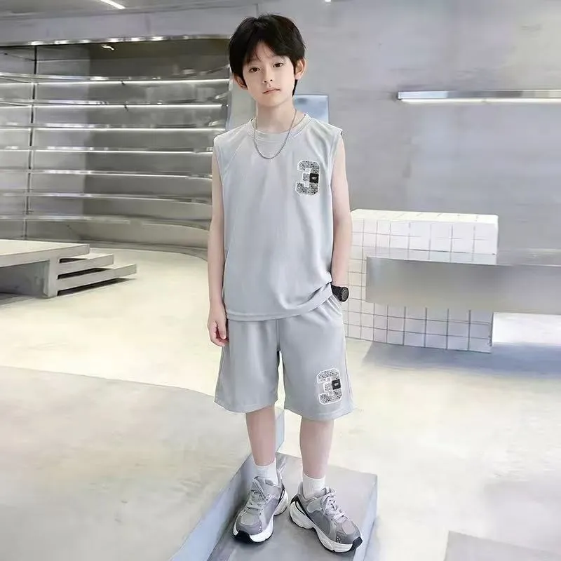 2-Piece Sleeveless Basketball Tank Top and Shorts Set