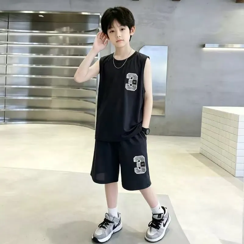 2-Piece Sleeveless Basketball Tank Top and Shorts Set