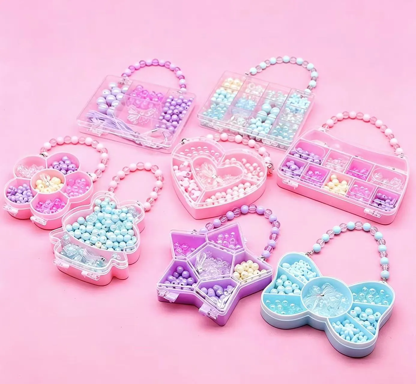 DIY Beaded Jewelry Making Kit in Cute Handbag Organizer Box for Girls