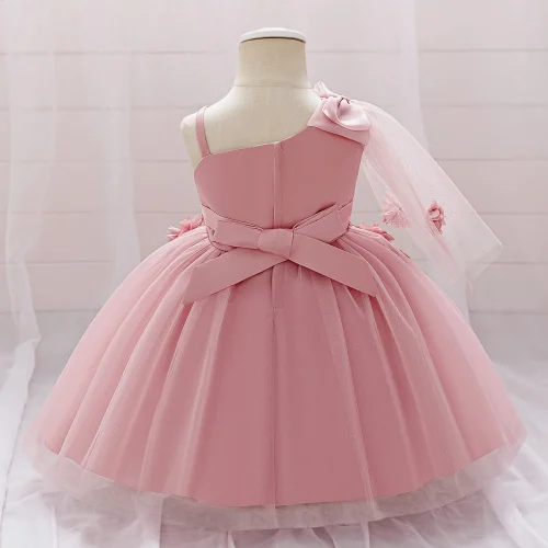 Girls' One-Shoulder Lace & Tulle Party Dress