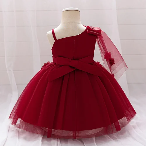 Girls' One-Shoulder Lace & Tulle Party Dress