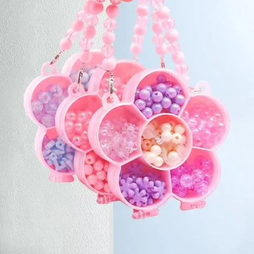 DIY Beaded Jewelry Making Kit in Cute Handbag Organizer Box for Girls