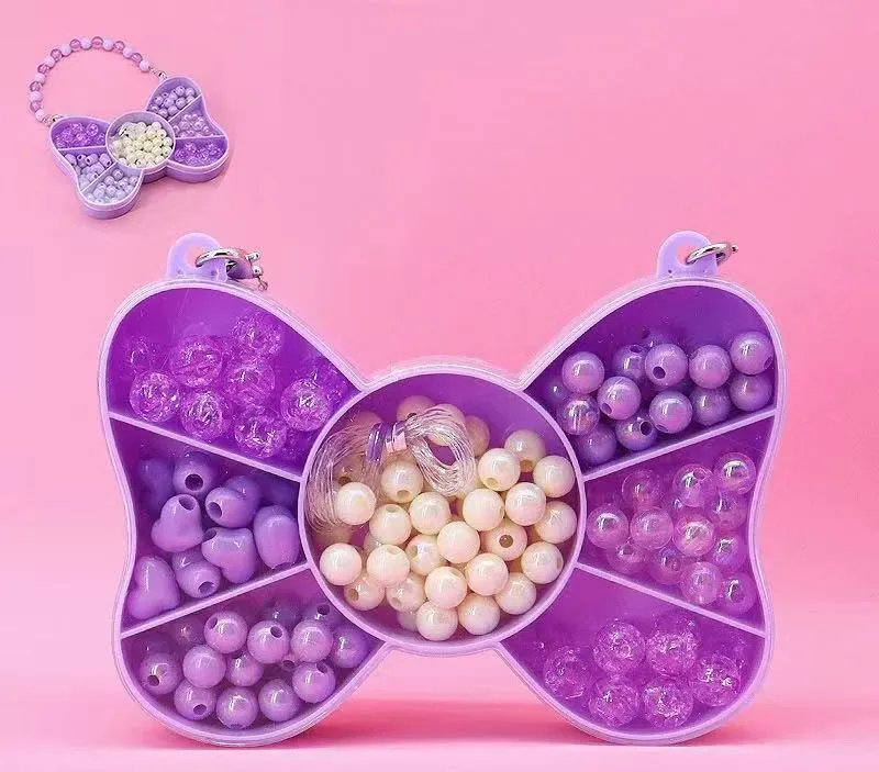 DIY Beaded Jewelry Making Kit in Cute Handbag Organizer Box for Girls