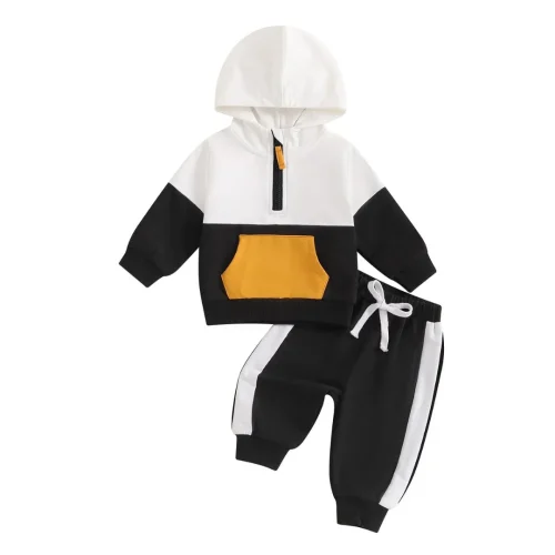 Unisex Colorblock Half-Zip Hoodie & Joggers Set