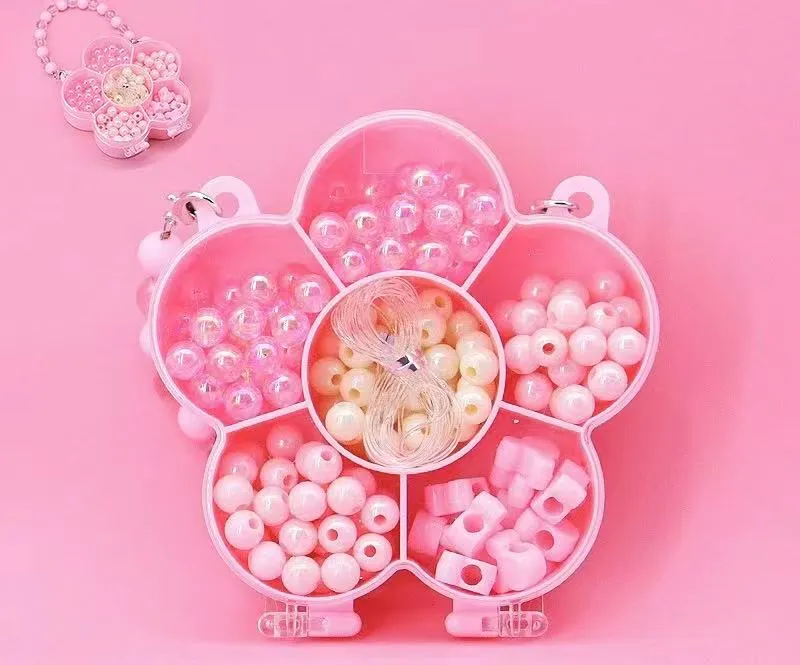 DIY Beaded Jewelry Making Kit in Cute Handbag Organizer Box for Girls
