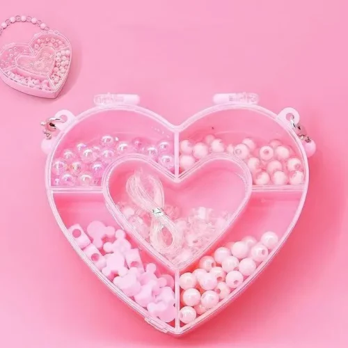 DIY Beaded Jewelry Making Kit in Cute Handbag Organizer Box for Girls