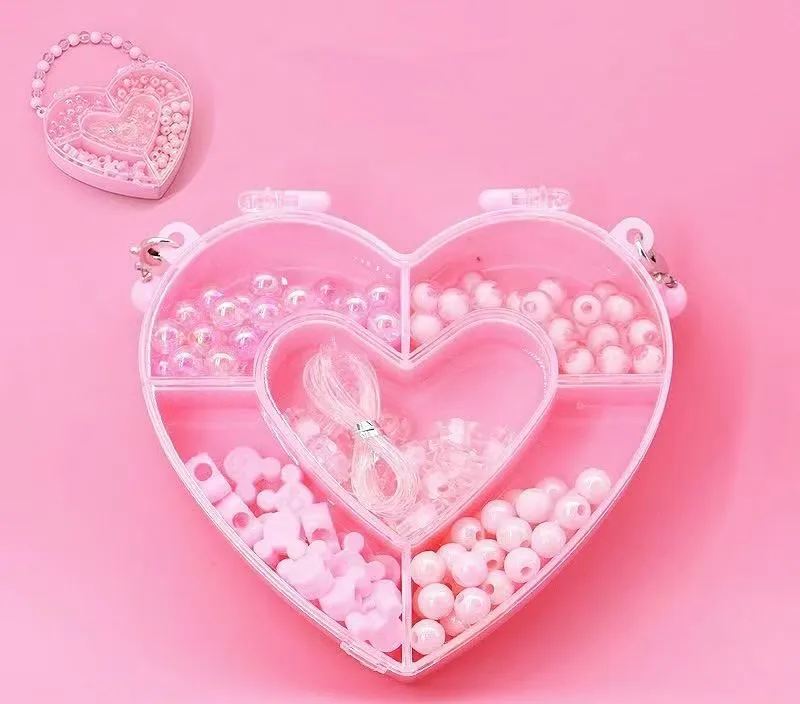 DIY Beaded Jewelry Making Kit in Cute Handbag Organizer Box for Girls