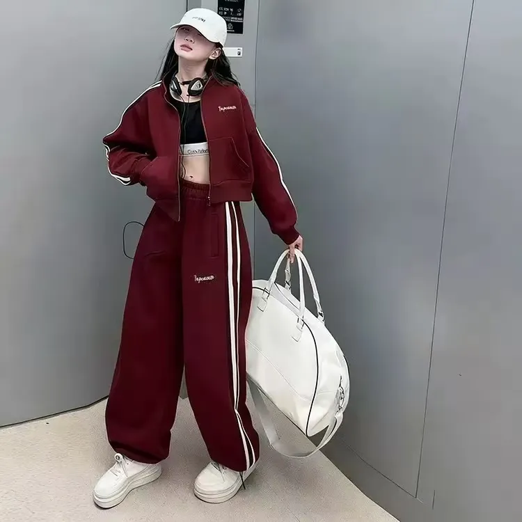 Girls' 2-Piece Burgundy Tracksuit