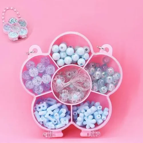 DIY Beaded Jewelry Making Kit in Cute Handbag Organizer Box for Girls