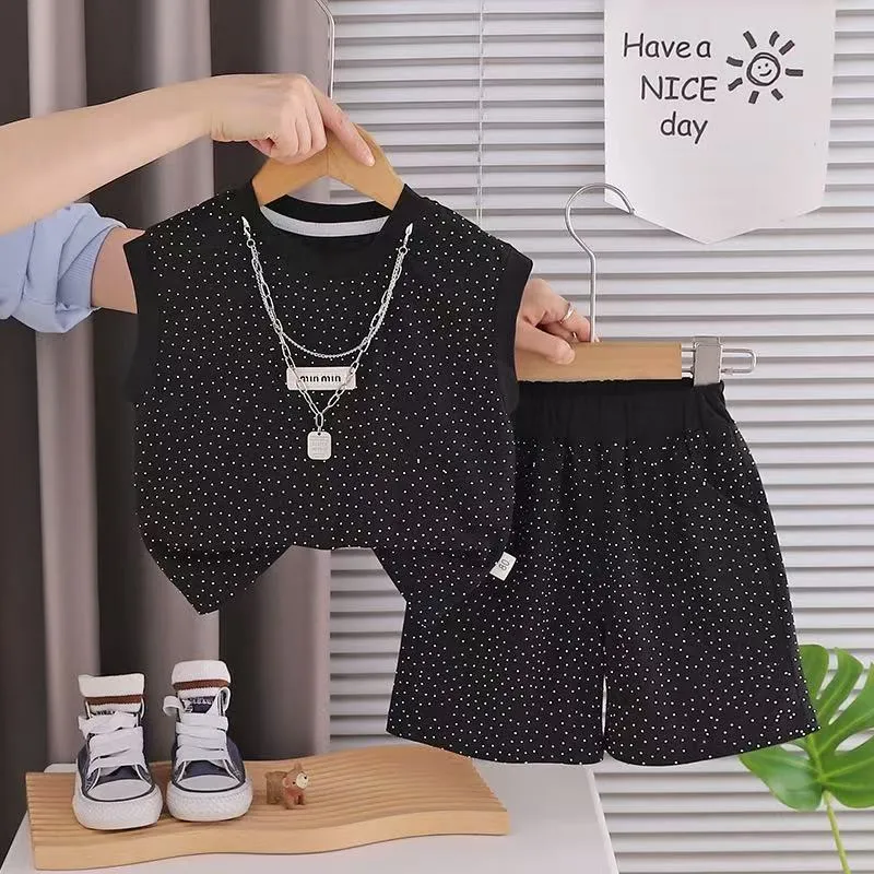 Polka Dot Sleeveless Tank & Shorts 2-Piece Summer Set