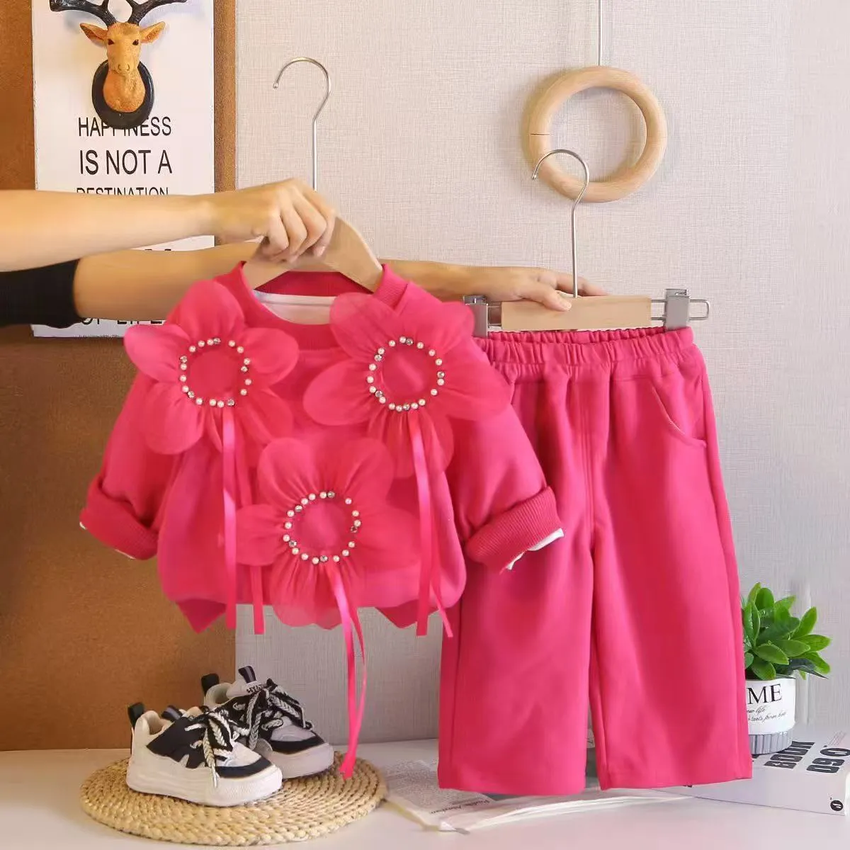 Girls' 2-Piece Flower Sweatshirt Set