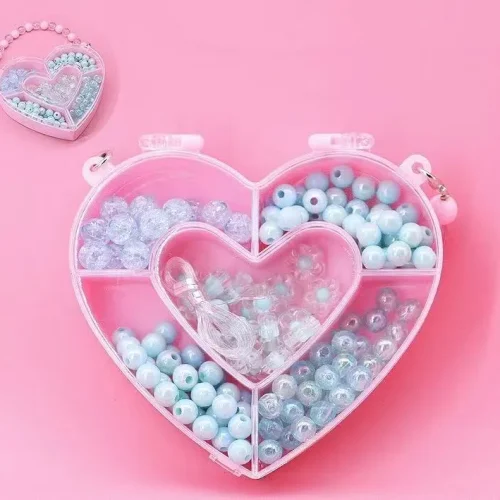DIY Beaded Jewelry Making Kit in Cute Handbag Organizer Box for Girls