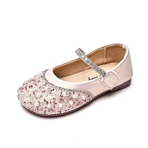 Toddler crystal and pearl beaded dress flats