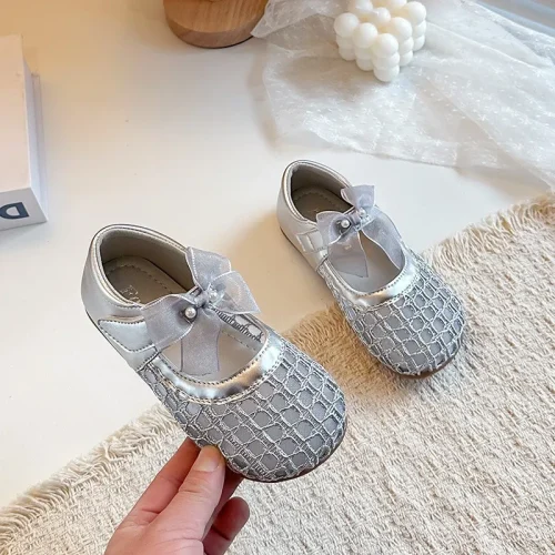 Toddler mesh bow dress flats