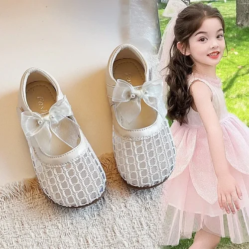 Toddler mesh bow dress flats