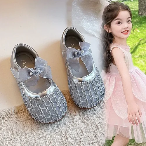 Toddler mesh bow dress flats