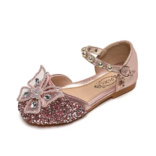 Toddler crystal bow rhinestone strap dress flats