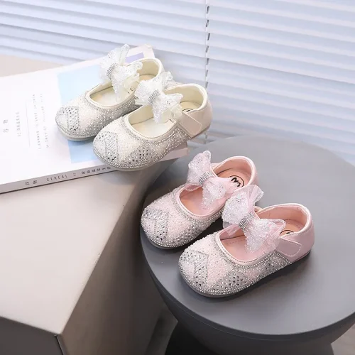 Girls rhinestone embellished dress shoes