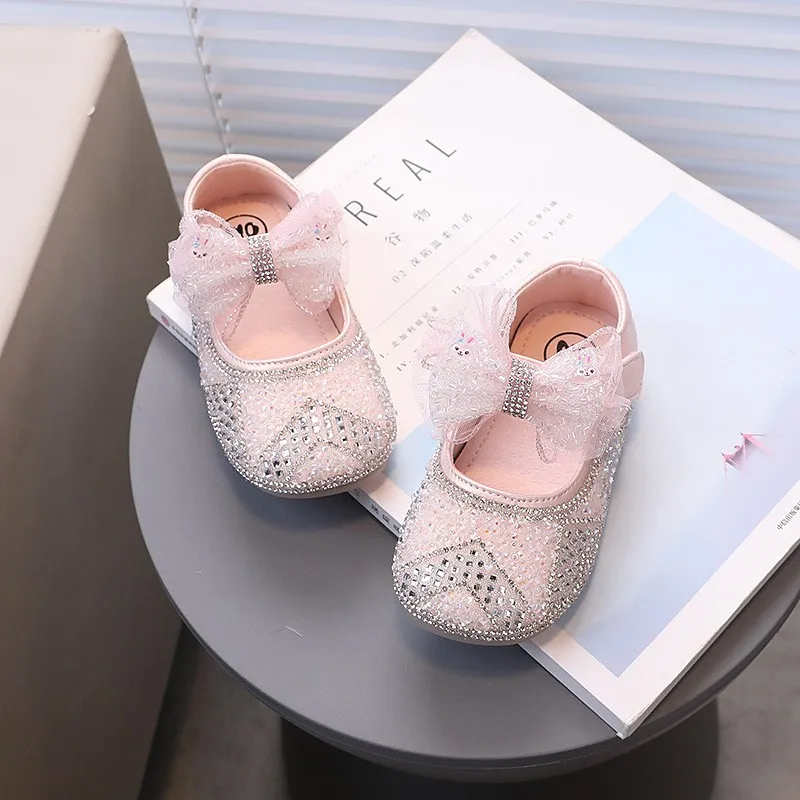 Girls rhinestone embellished dress shoes