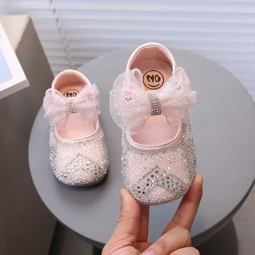 Girls rhinestone embellished dress shoes