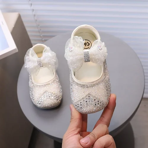 Girls rhinestone embellished dress shoes