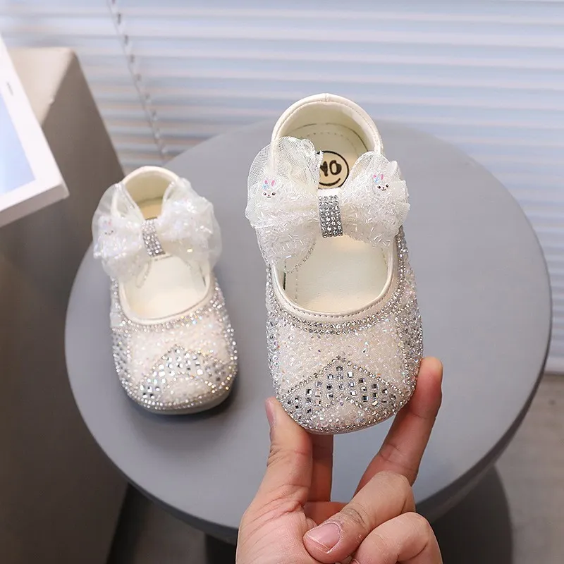 Girls rhinestone embellished dress shoes