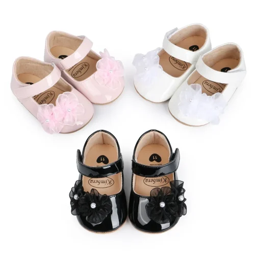 Infant baby girls patent pre-walker shoes
