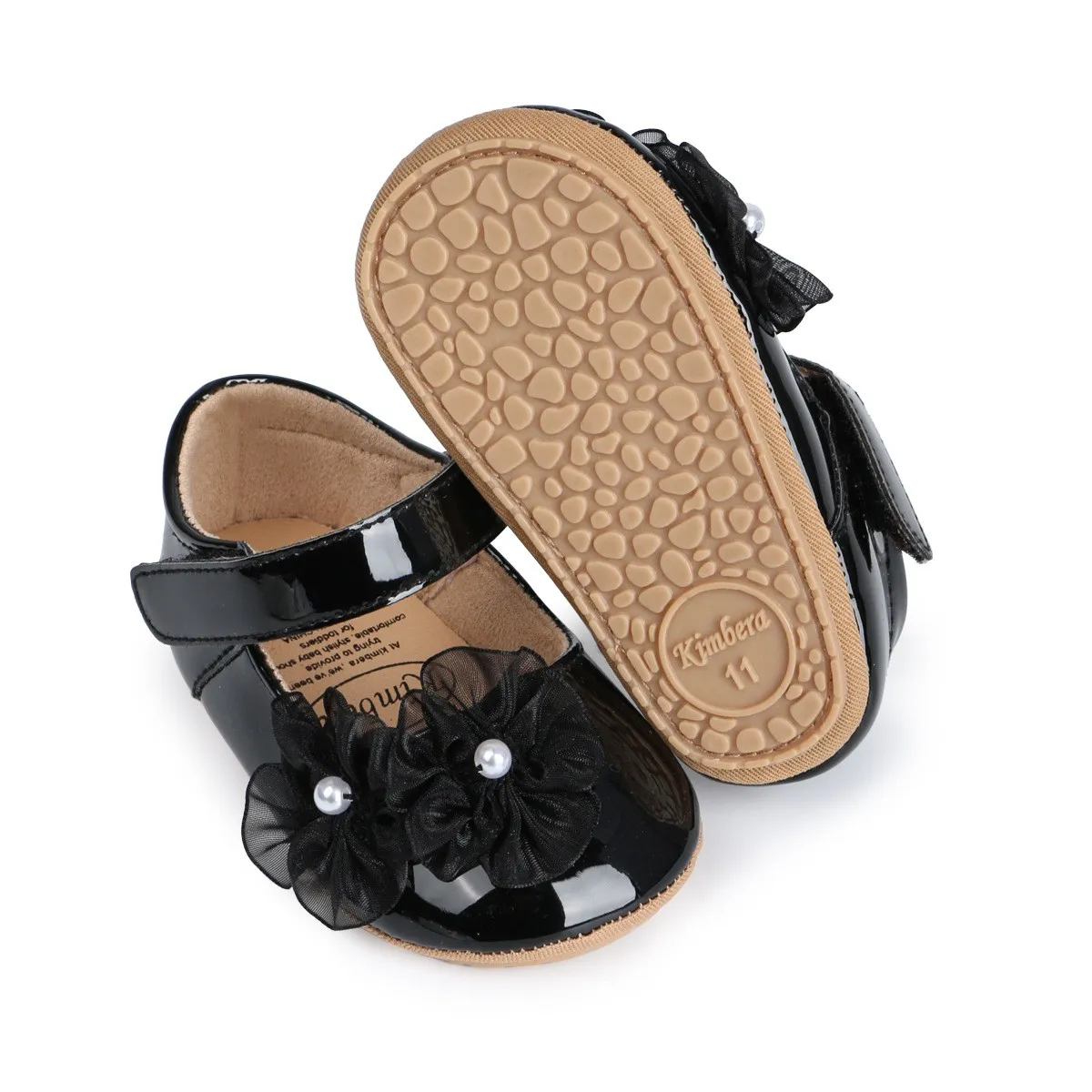 Infant baby girls patent pre-walker shoes