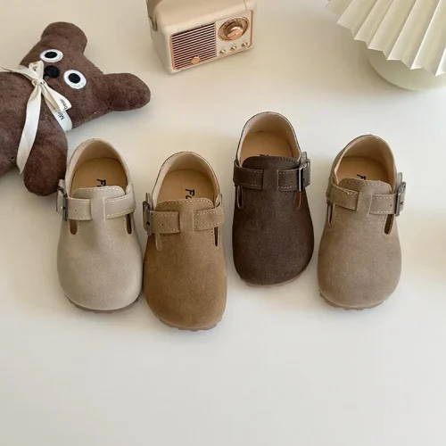 Kids faux suede slip-on Boston clog loafers