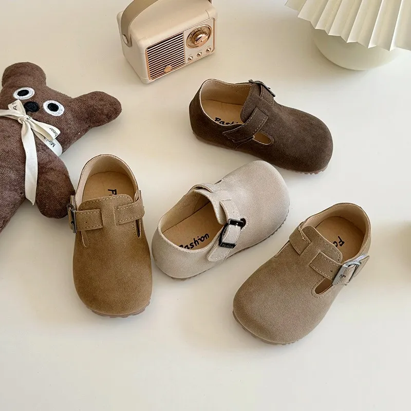 Kids faux suede slip-on Boston clog loafers
