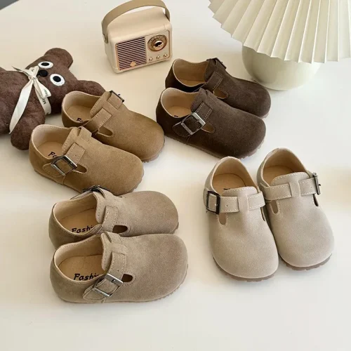 Kids faux suede slip-on Boston clog loafers