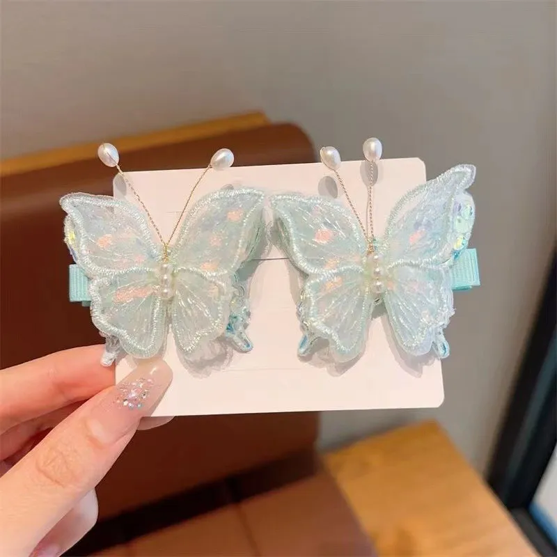 3D Embroidered Lace Butterfly Hair Clips Set
