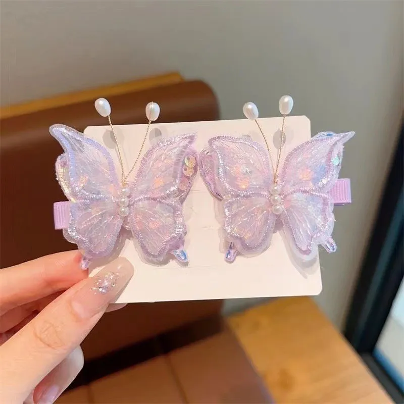 3D Embroidered Lace Butterfly Hair Clips Set