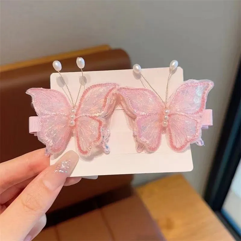 3D Embroidered Lace Butterfly Hair Clips Set