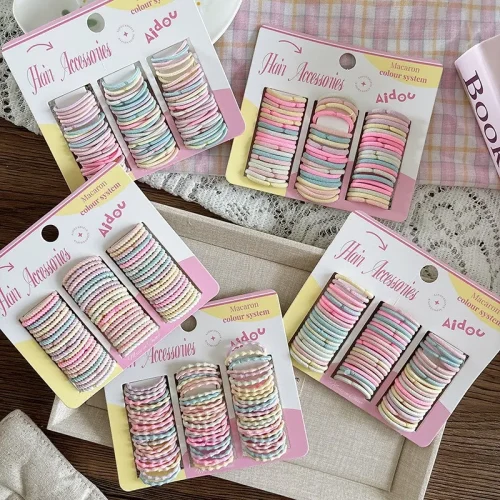 Mini Elastic Hair Tie Bands Set for Kids & Girls
