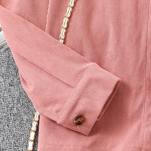 Girls' 2-Piece Dusty Pink Corduroy Jacket and Jogger Pants Set
