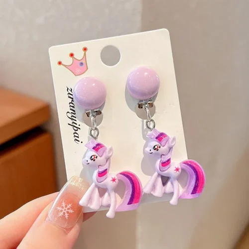 Girls Little Pony Pink Star Clip-On Earrings