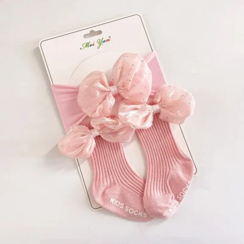 Baby Girl Big Bow Socks & Headband Set
