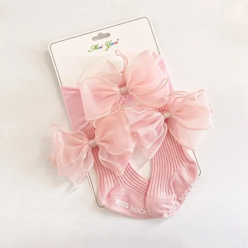 Baby Girl Big Bow Socks & Headband Set