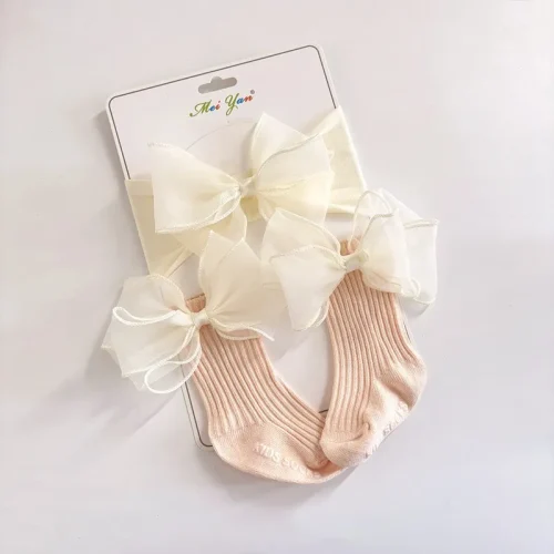 Baby Girl Big Bow Socks & Headband Set