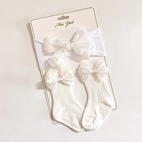 Baby Girl Big Bow Socks & Headband Set