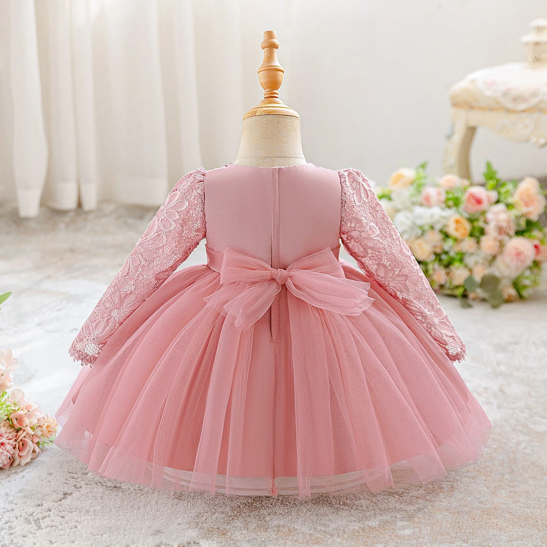 Girls' Lace & Tulle Party Gown Dress