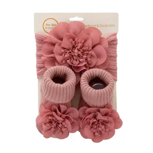 Baby Girl Floral Headband and Socks Set