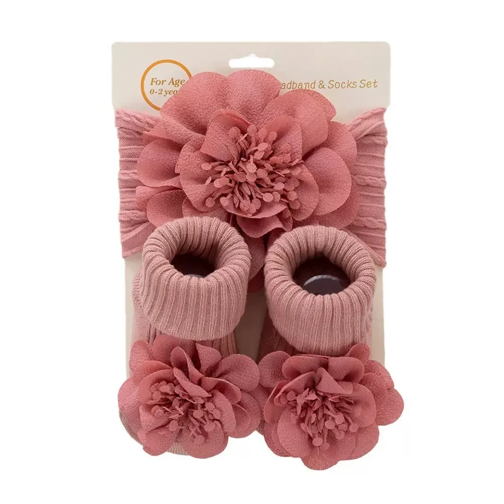 Baby Girl Floral Headband and Socks Set