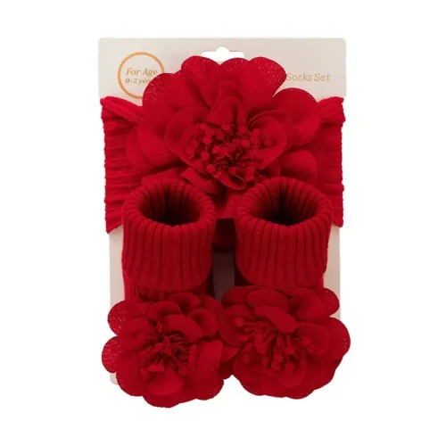 Baby Girl Floral Headband and Socks Set